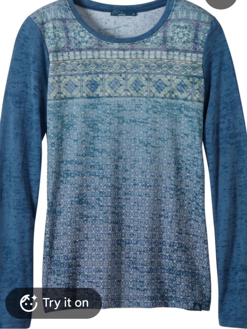 prAna Lottie Long Sleeve Burnout Shirt, Large